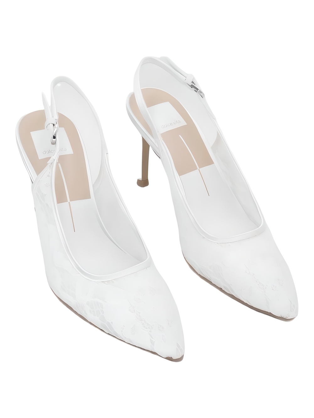 Dolce Vita Yami True White Lace Pointed Toe Slingback 3.5" Heel Pumps Size 7.5M
